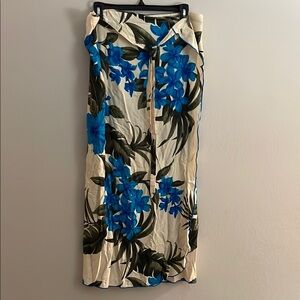 Wrap around  Cream, Blue and Black Maxi Skirt Resort Wear